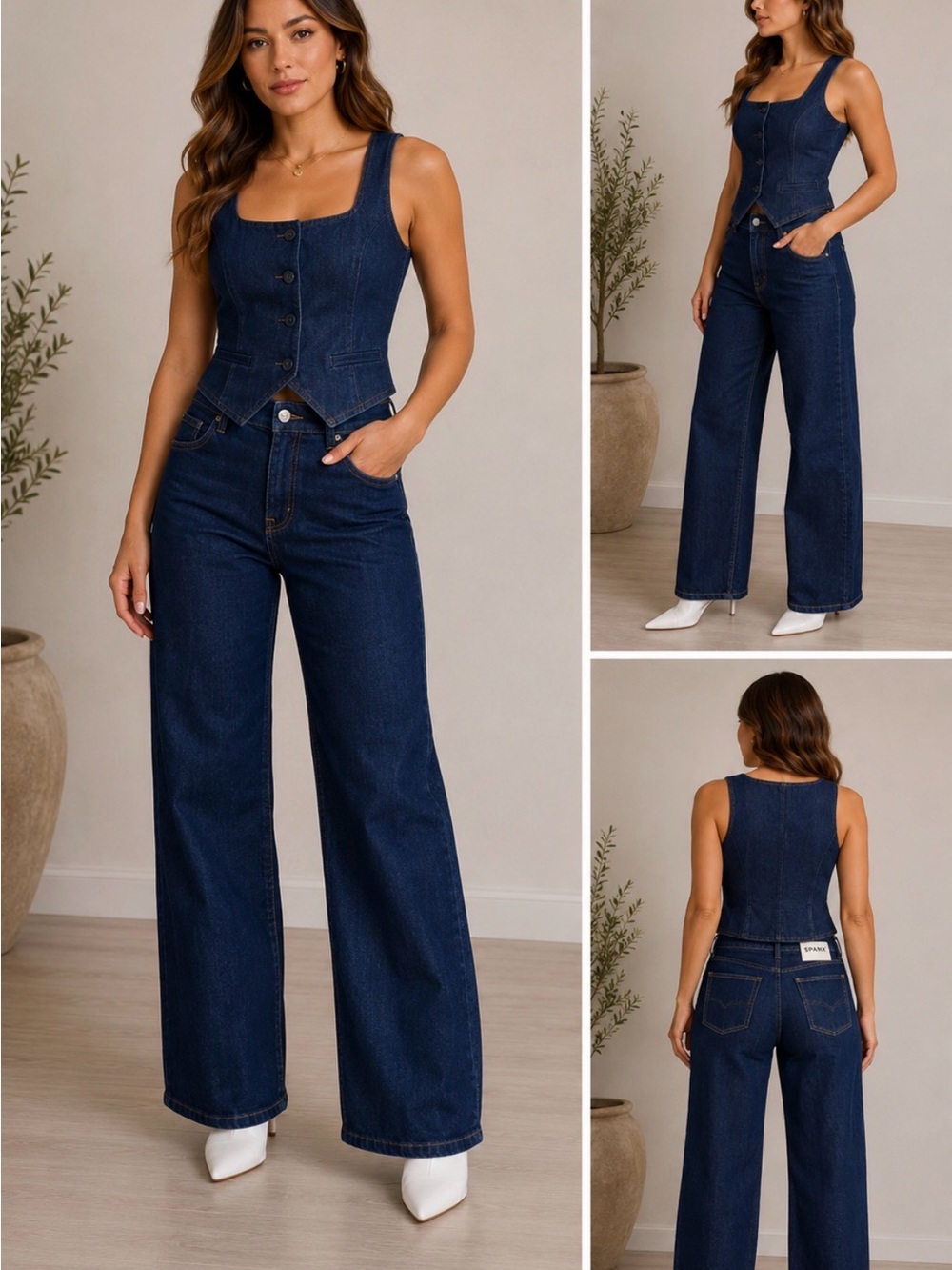 SPANX Midnight Blue High-Rise Straight Leg Jeans